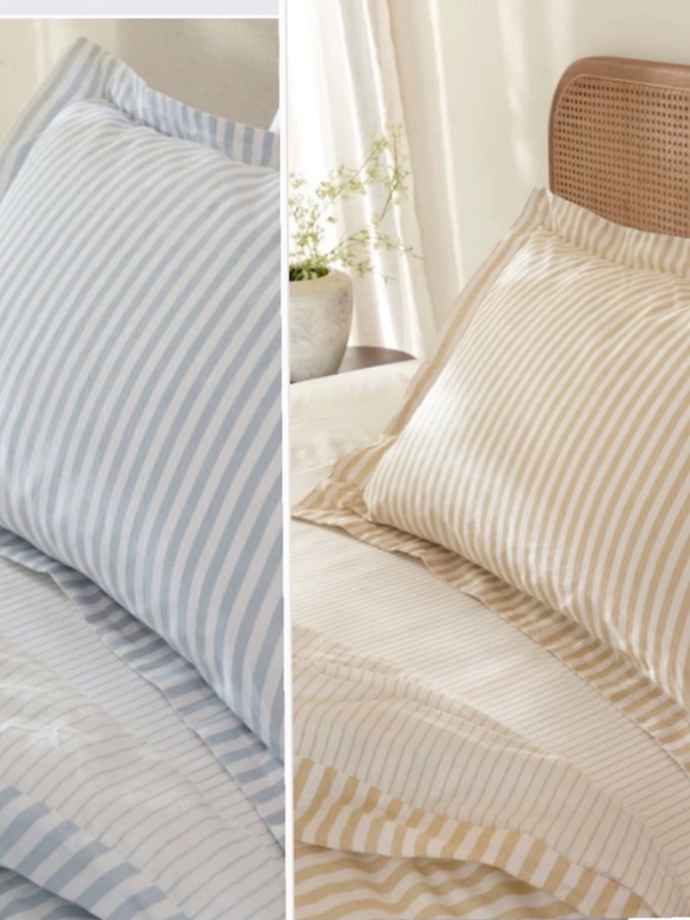 Ugg Striped Cotton sample Pillowcases 2. Blue/White & 1. Sandstone-white Queen